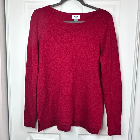 Old Navy Women's Large Red Marled Knit Classic Crew Neck Long Sleeve Sweater - Picture 1 of 5